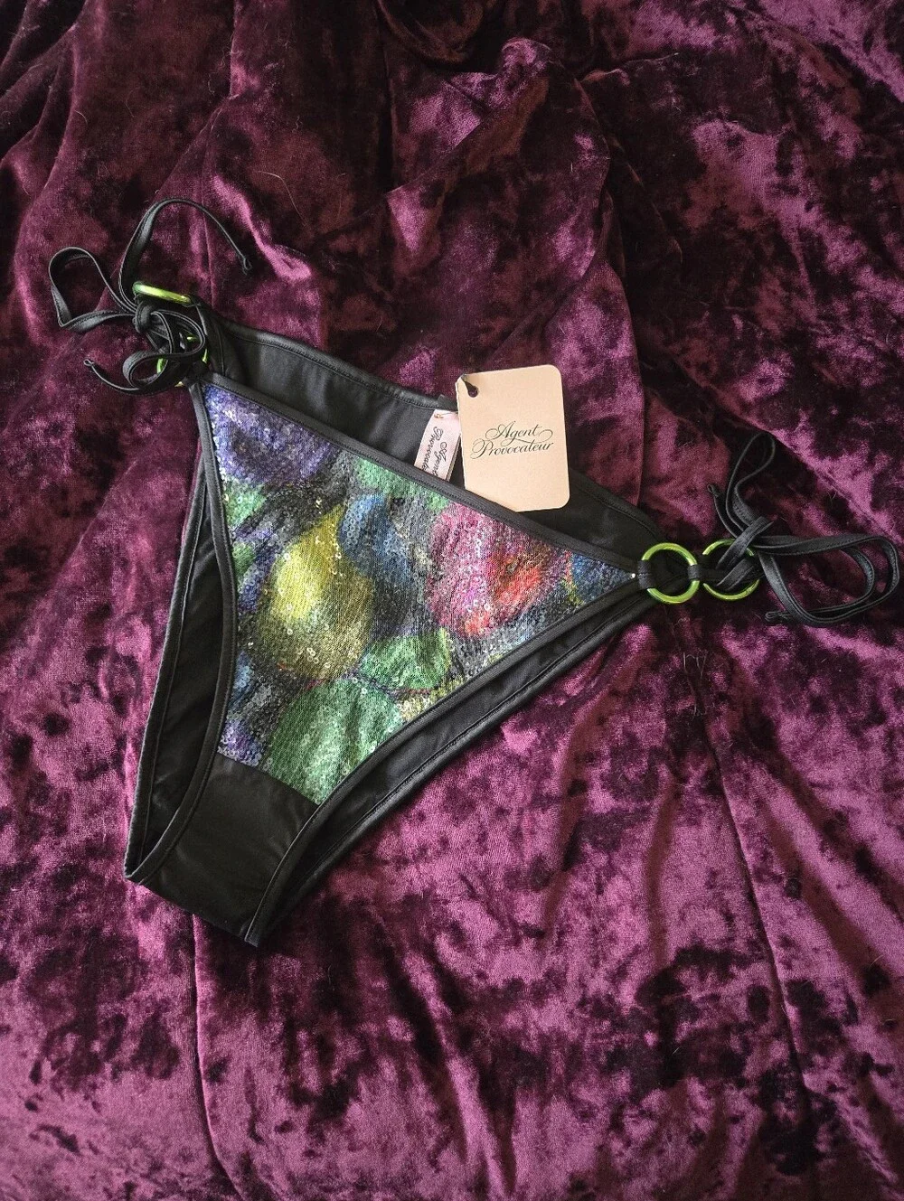 NWT Agent Provocateur Margaritah Sequined Side Tie Bikini Bottom - Picture 2 of 8